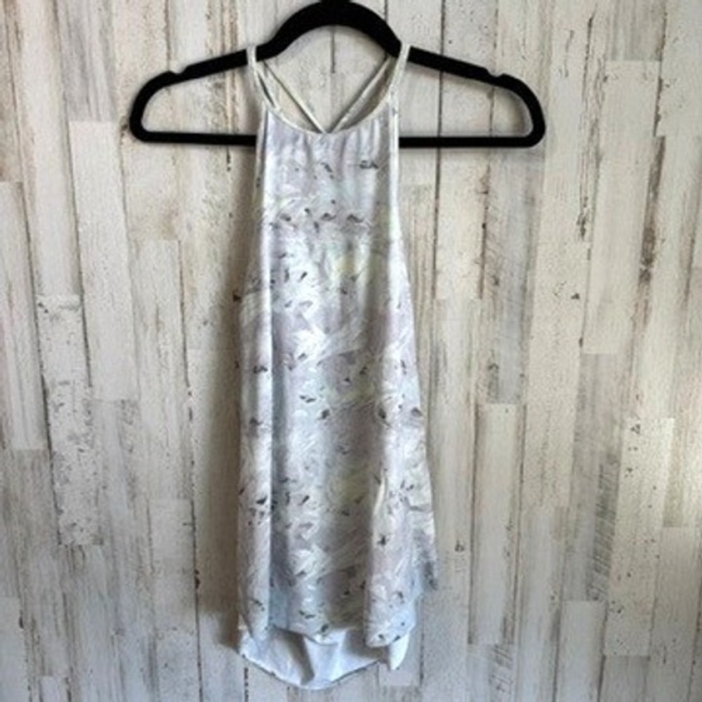 Lululemon Water Sea Me Run Singlet Tank Top 6 Gray Floral Strappy Running Swim